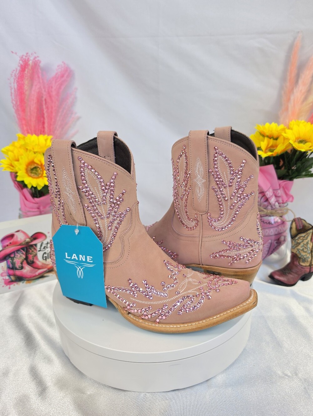 New LANE Lexington Cowgirl Boots W/SWAROVSKI Crystals 7.5